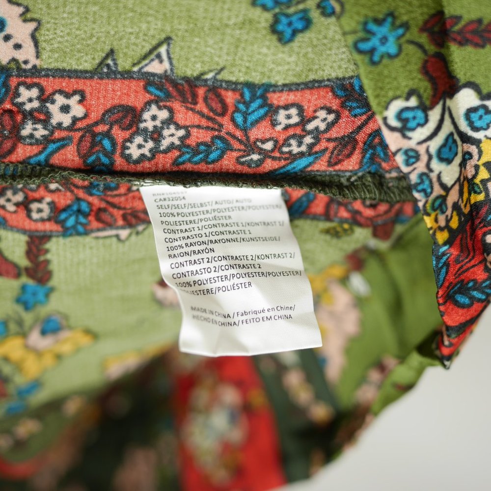 TINY by Anthropologie Women's S Green & pink floral short sleeve chiffon dress - Picture 10 of 10
